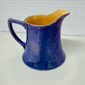 Blue Lusterware RS Made In Japan Vintage Creamer Yellow Contrast